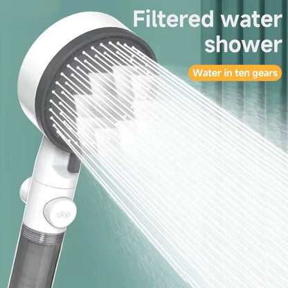 High-Pressure 8-Mode Shower Head with Water Filter – Adjustable, One-Key Stop Portable Bathroom Accessory