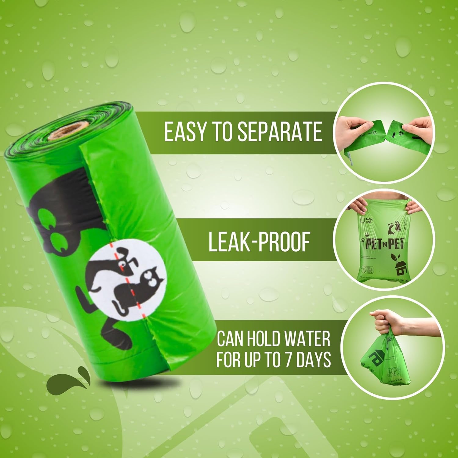 1080-Count Dog Poop Bags – 41% Plant-Based, Thick, Leak-Proof, Unscented (72 Rolls, 9×13)