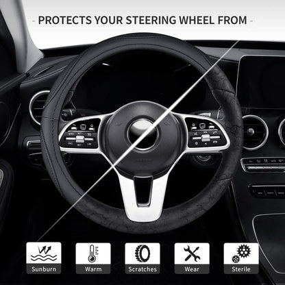 Microfiber Leather 15" Universal Fit Car Steering Wheel Cover