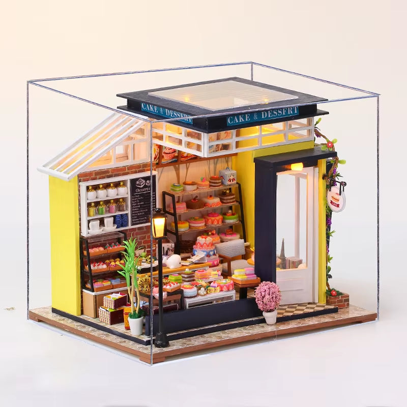 Mini DIY Dollhouse – 3D Puzzle Model with Furniture & LED Lights for Home Decoration & Gifts