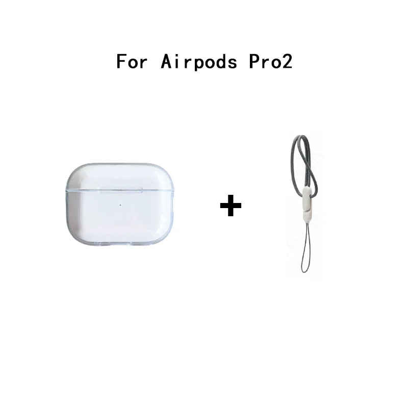 Clear Soft TPU AirPods Case – Shockproof Cover with Lanyard for AirPods 1/2/3/4 & Pro/Pro 2/Pro 3
