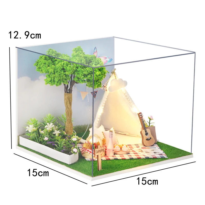 Mini DIY Dollhouse – 3D Puzzle Model with Furniture & LED Lights for Home Decoration & Gifts
