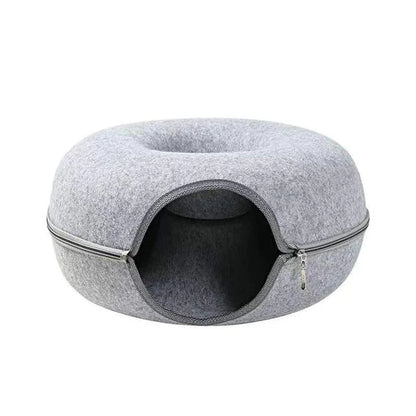 Donut Cat Bed & Tunnel – Dual-Use Interactive Toy for Kittens, Indoor Play & Training