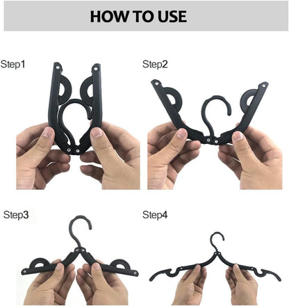 Travel Hangers - Portable Folding Clothes Hangers Travel Accessories Foldable Clothes Drying Rack for Trave (24 Pcs  - Black)