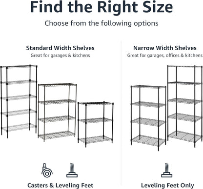 4-Shelf Adjustable Storage Unit – Black, 640 kg Max Load, Levelling Feet, 35.6×91.4×137.1 cm