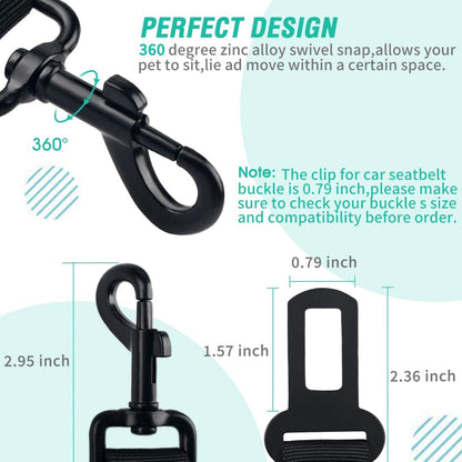 Dog Seat Belt Set – Retractable, Adjustable Nylon Pet Car Safety Harness with Elastic (3-Piece)