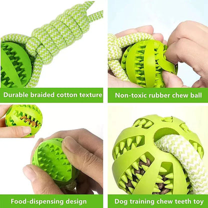 Interactive Dog Chew Toy – Hand Pull Food Ball with Woven Cotton Rope for Teeth Cleaning & Anti-Bite Play