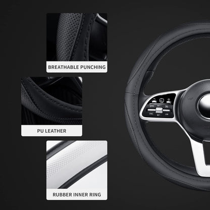 Microfiber Leather 15" Universal Fit Car Steering Wheel Cover
