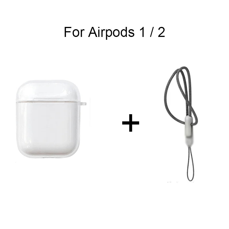 Clear Soft TPU AirPods Case – Shockproof Cover with Lanyard for AirPods 1/2/3/4 & Pro/Pro 2/Pro 3