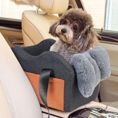 Dog Car Seat for Small Dogs – Center Console Pet Booster Seat, Dark Gray