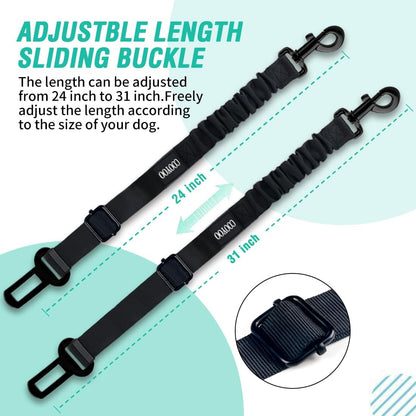 Dog Seat Belt Set – Retractable, Adjustable Nylon Pet Car Safety Harness with Elastic (3-Piece)