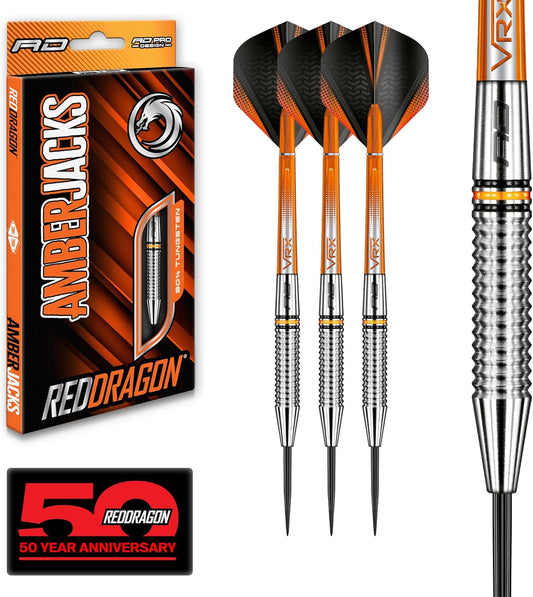 Amberjack Professional Tungsten Darts Set – 90% Tungsten with Flights & Shafts, 22G–30G Options