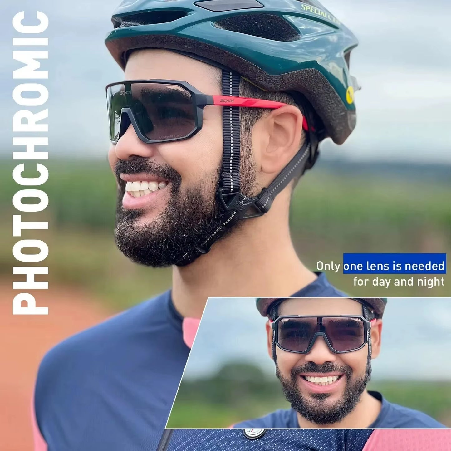 Photochromic Cycling Glasses – UV Sports Sunglasses for Mountain & Road Bike, Hiking & Outdoor Use