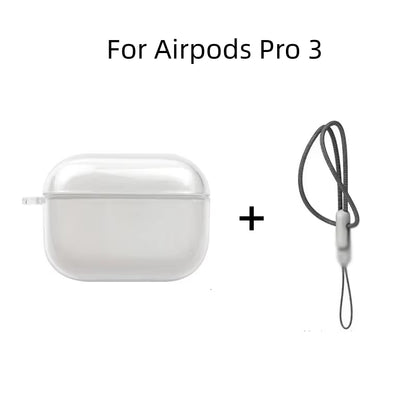 Clear Soft TPU AirPods Case – Shockproof Cover with Lanyard for AirPods 1/2/3/4 & Pro/Pro 2/Pro 3