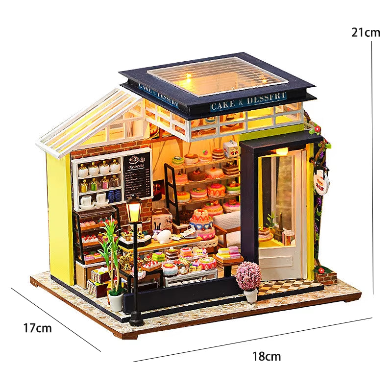 Mini DIY Dollhouse – 3D Puzzle Model with Furniture & LED Lights for Home Decoration & Gifts
