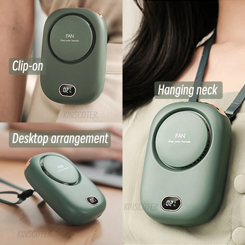 Portable Bladeless Neck & Waist Fan – USB Rechargeable Mini Cooling Fan for Outdoor Sports & Travel