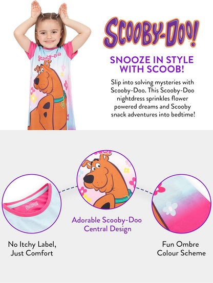 Scooby-Doo Girls Floral Nightdress – Short Sleeve Nightie (2 to 10 Years)