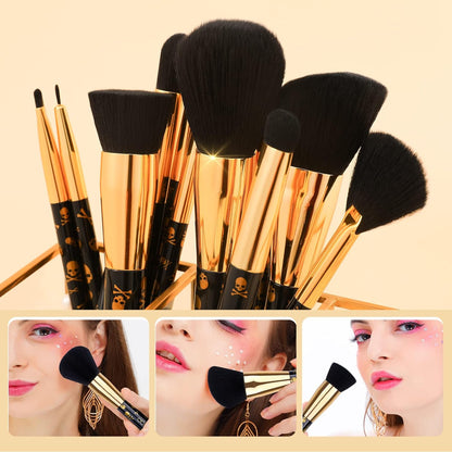 Skull Print Makeup Brush Set (12Pcs) 