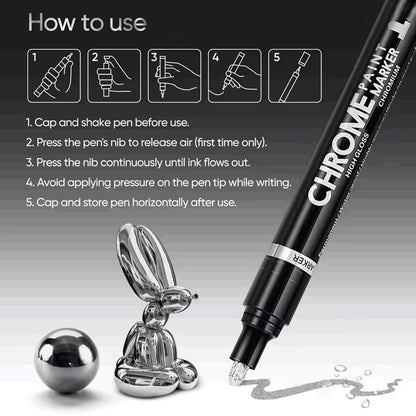 Chrome Mirror Marker Pen 2Mm DIY Reflective Paint Pen Permanent Gold SILVER Marker Touch Up, Model Painting, Marking 3/2/1Pcs