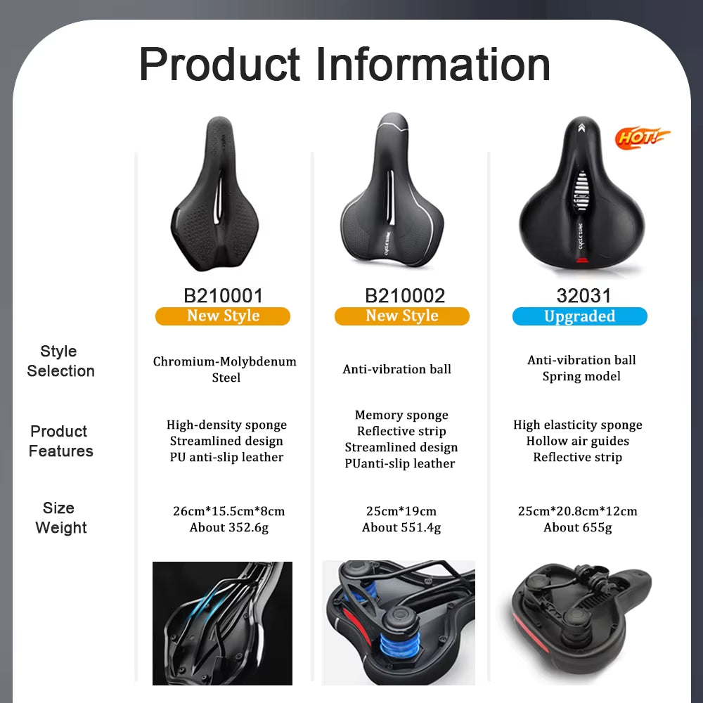 Hollow Breathable Bicycle Saddle | Comfortable Big Butt Bike Seat