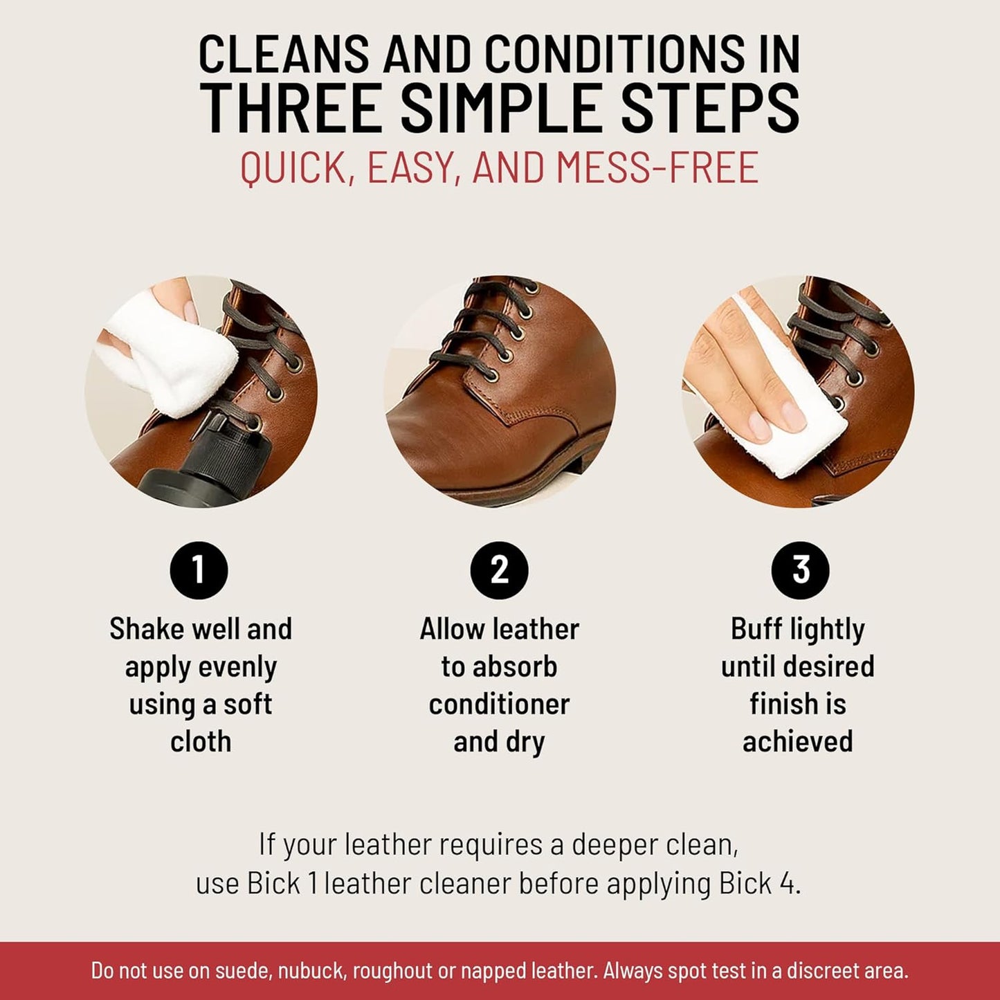 Bick 4 Leather Conditioner & Cleaner – Restores, Polishes & Protects Smooth Leather (8 oz)