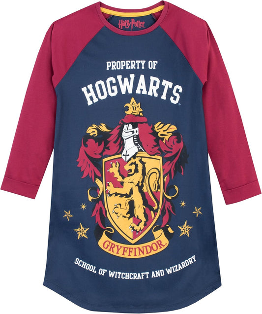 Gryffindor Girls Nightdress – Long Sleeve Hogwarts Nightie for Kids ( 11-12 Years)