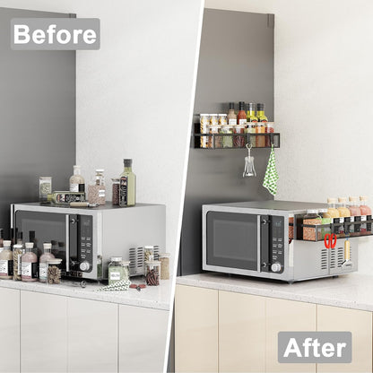 Magnetic Spice Rack for Refrigerator – Fridge Organizer with 4 Moveable Hooks for Kitchen Storage(2 Pack)