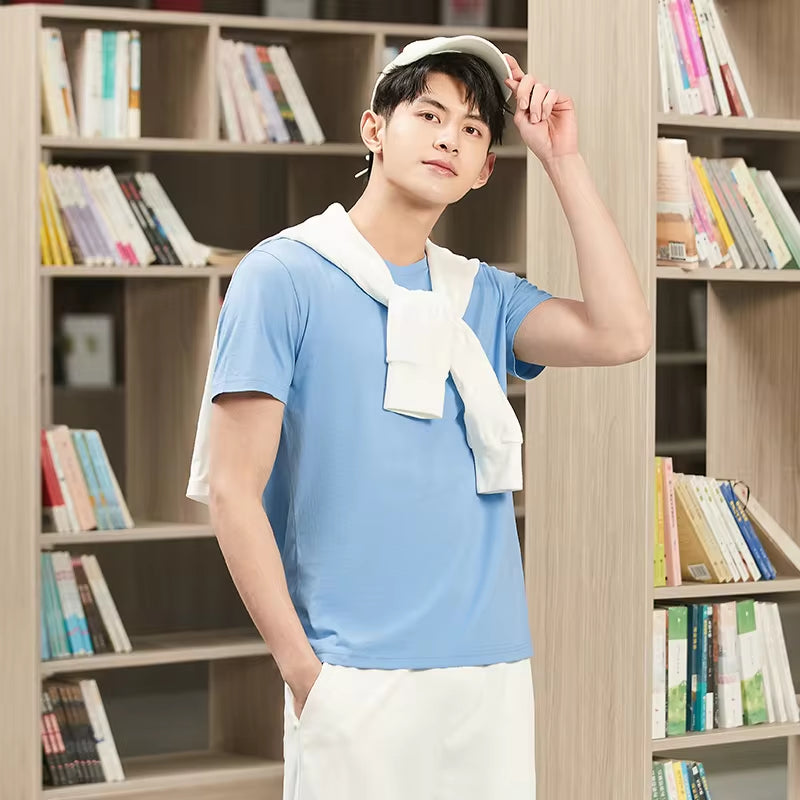 Men’s Summer Cotton Tees – Stretch Fit O-Neck Casual Streetwear