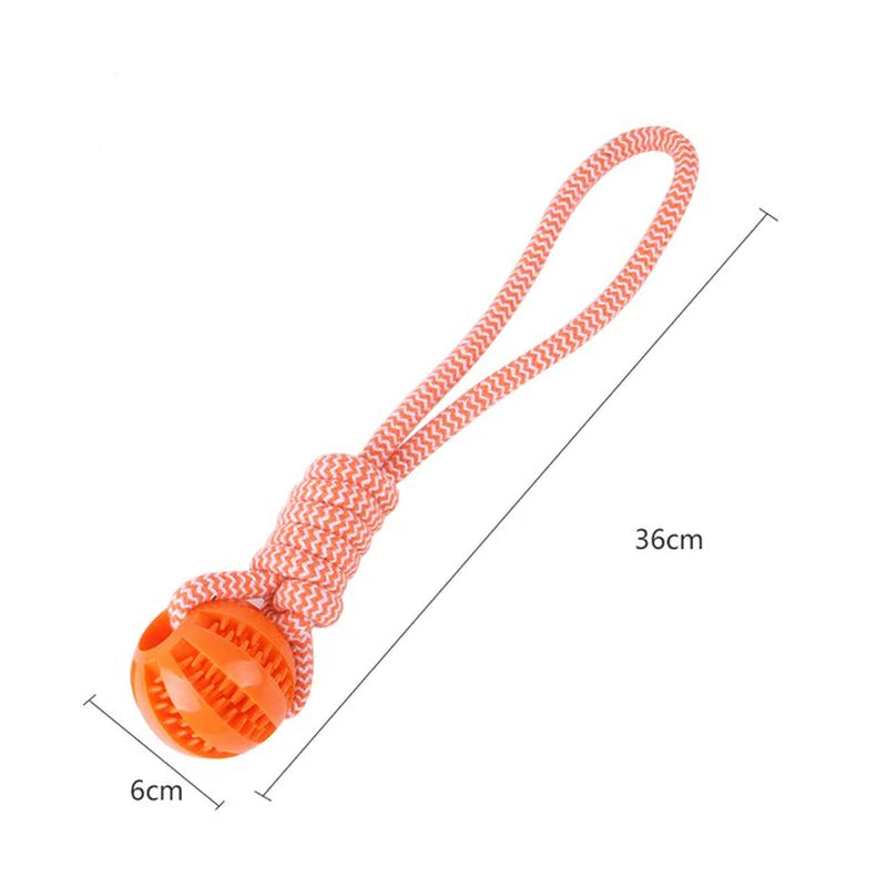 Interactive Dog Chew Toy – Hand Pull Food Ball with Woven Cotton Rope for Teeth Cleaning & Anti-Bite Play