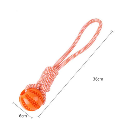 Interactive Dog Chew Toy – Hand Pull Food Ball with Woven Cotton Rope for Teeth Cleaning & Anti-Bite Play