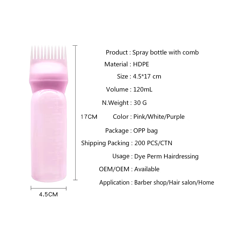 Salon Hair Oil & Dye Applicator Bottle with Comb – 3 Color Professional Tool