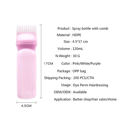 Salon Hair Oil & Dye Applicator Bottle with Comb – 3 Color Professional Tool