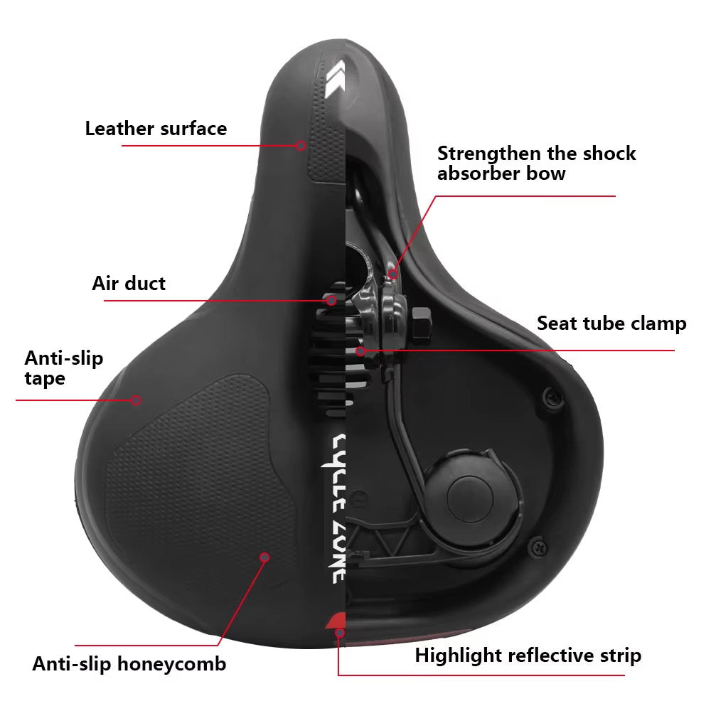 Hollow Breathable Bicycle Saddle | Comfortable Big Butt Bike Seat