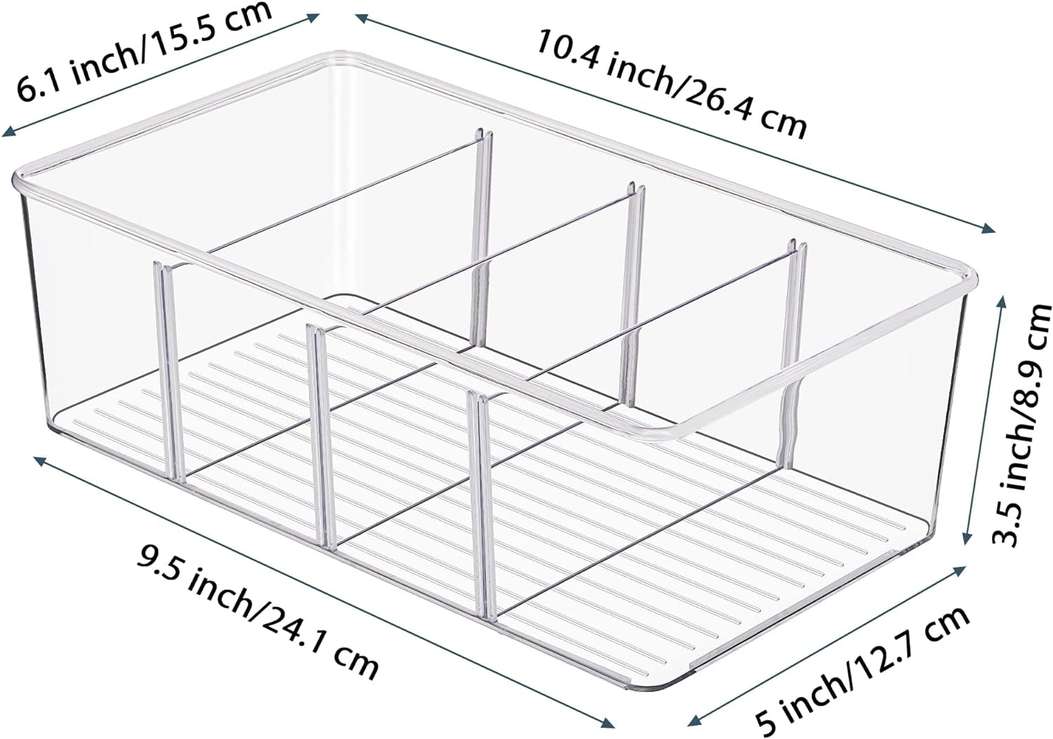 4-Pack Clear Food Storage Organizer Bins – Pantry, Kitchen & Fridge Storage with 4 Compartments