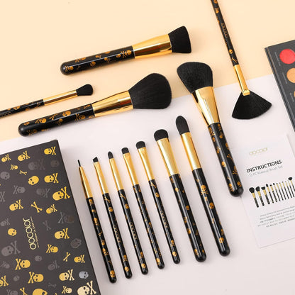 Skull Print Makeup Brush Set (12Pcs) 