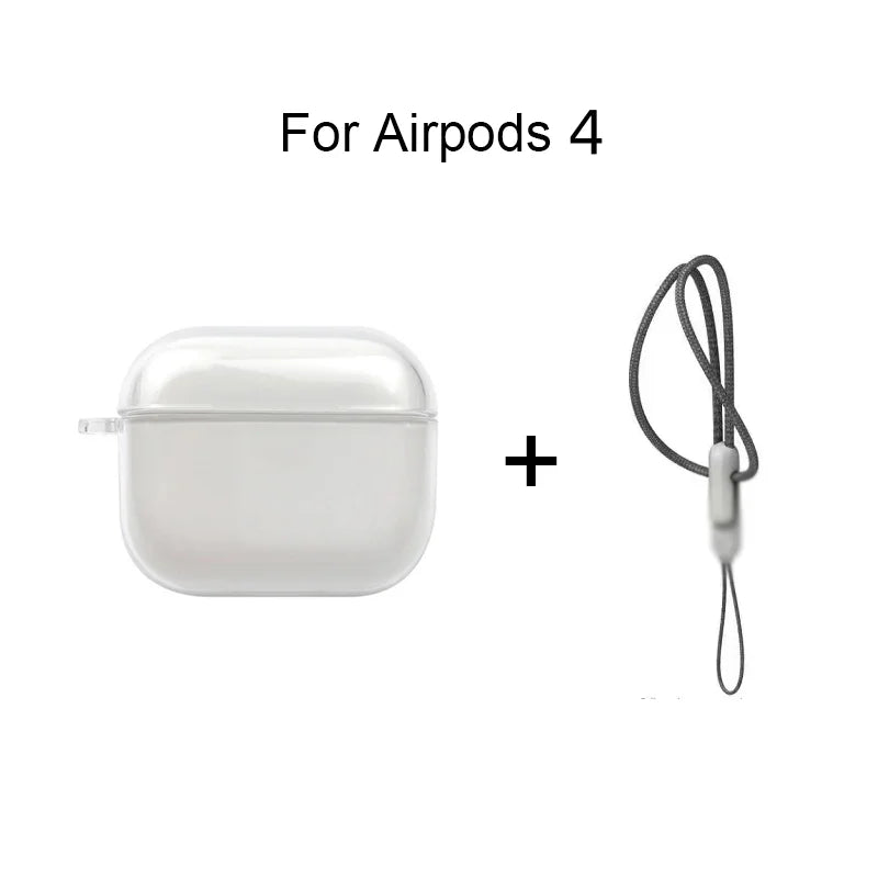 Clear Soft TPU AirPods Case – Shockproof Cover with Lanyard for AirPods 1/2/3/4 & Pro/Pro 2/Pro 3