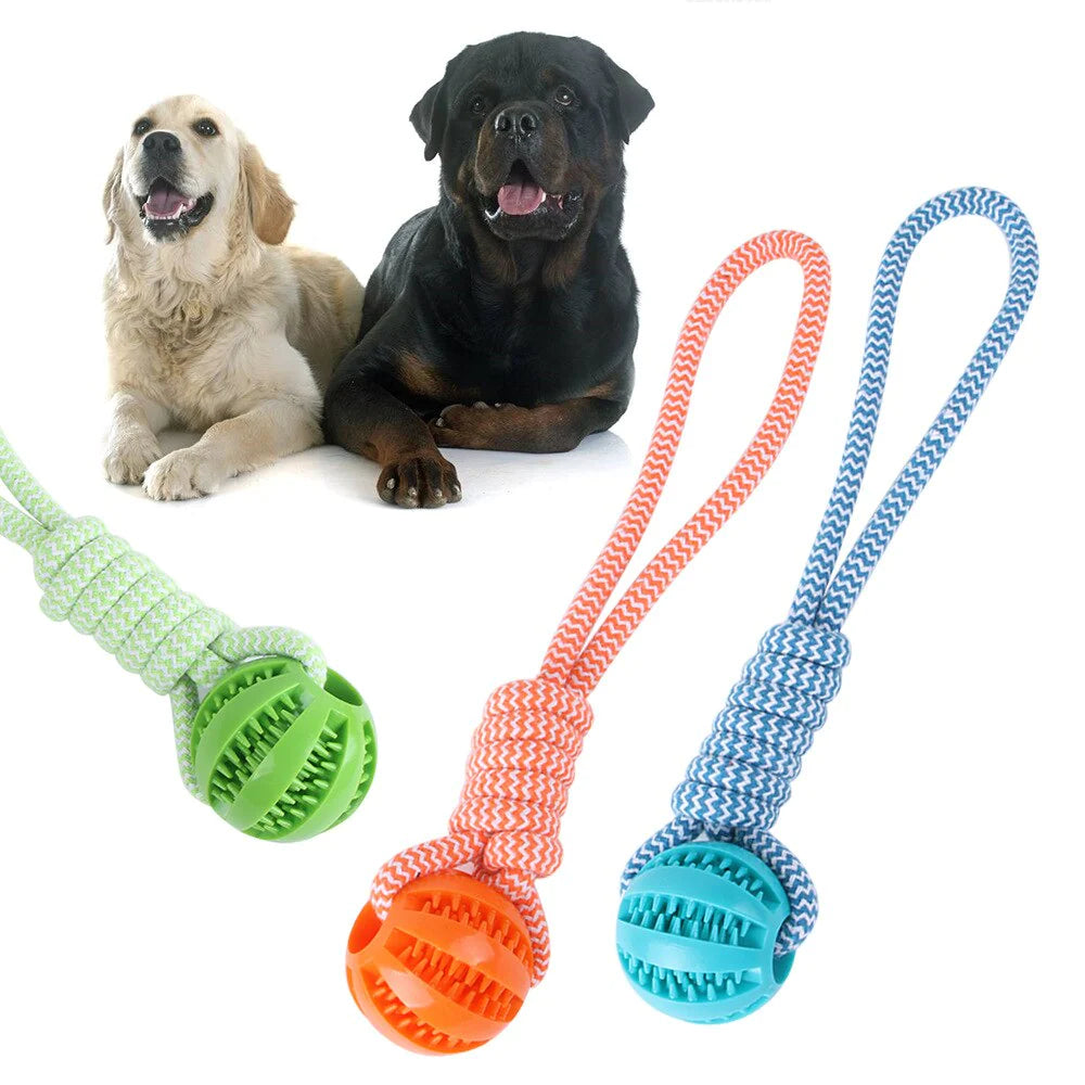 Interactive Dog Chew Toy – Hand Pull Food Ball with Woven Cotton Rope for Teeth Cleaning & Anti-Bite Play