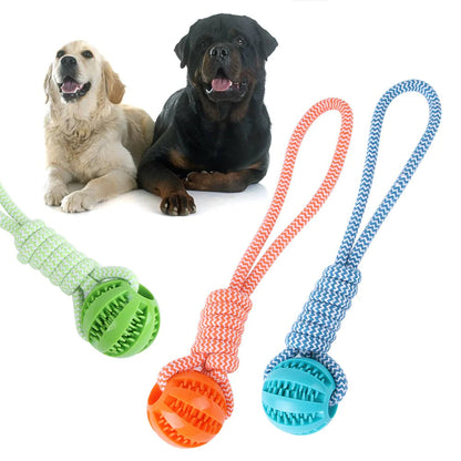 Interactive Dog Chew Toy – Hand Pull Food Ball with Woven Cotton Rope for Teeth Cleaning & Anti-Bite Play