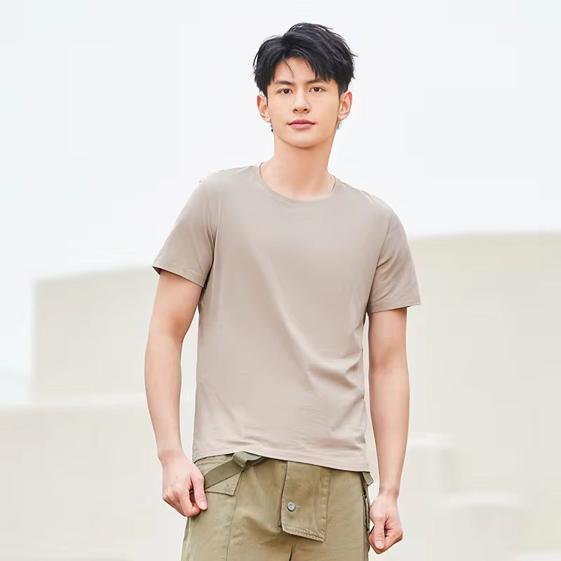 Men’s Summer Cotton Tees – Stretch Fit O-Neck Casual Streetwear