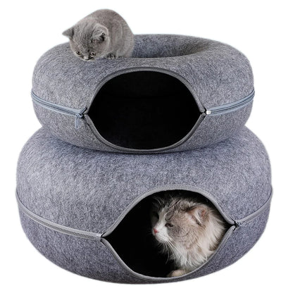 Donut Cat Bed & Tunnel – Dual-Use Interactive Toy for Kittens, Indoor Play & Training