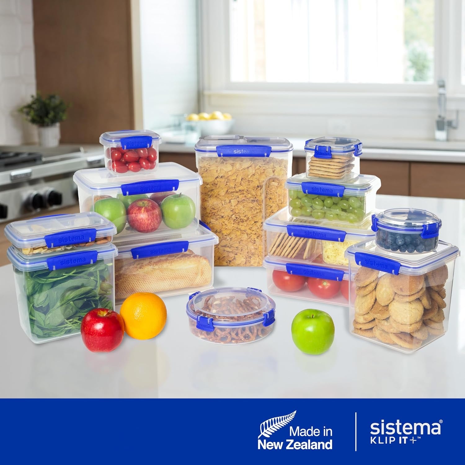 KLIP IT 7L Food Storage Container – Stackable, Airtight, BPA-Free Fridge & Freezer Box with Blue Lid Clip
