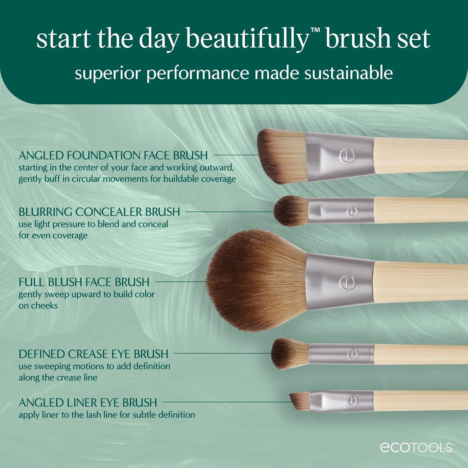 Makeup Brush Set (6 Pcs) - Eyeshadow, Blush, Concealer, & Foundation Application