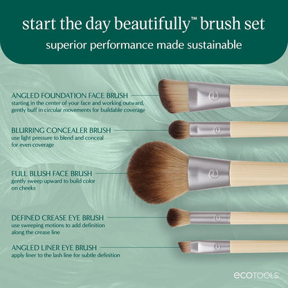 Makeup Brush Set (6 Pcs) - Eyeshadow, Blush, Concealer, & Foundation Application