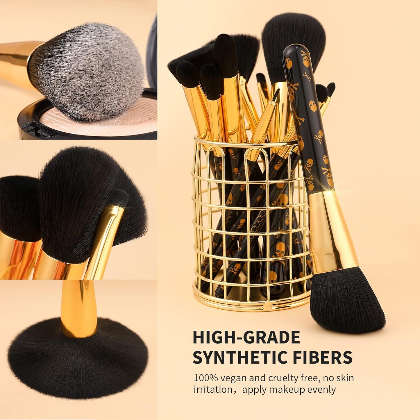 Skull Print Makeup Brush Set (12Pcs) 