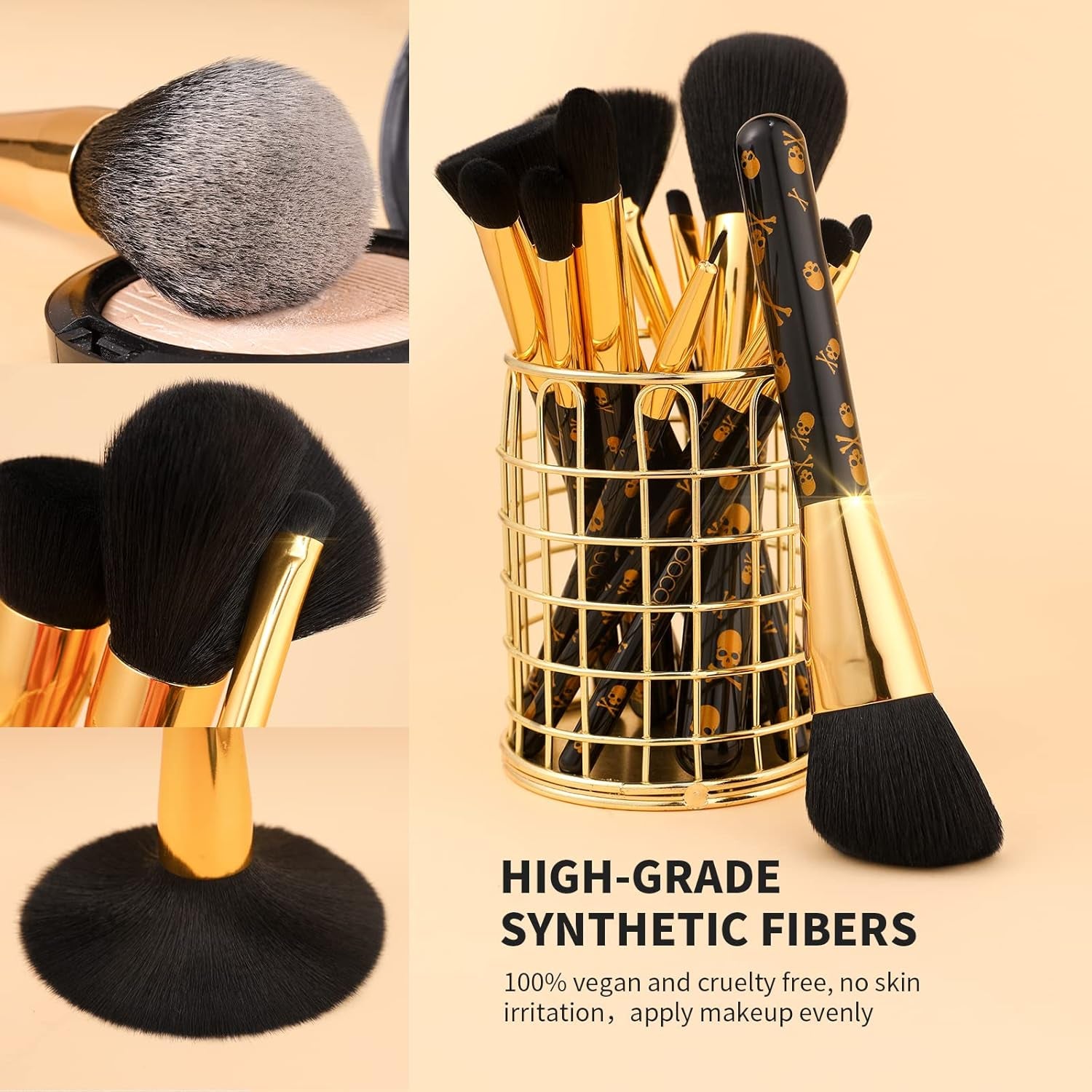 Skull Print Makeup Brush Set (12Pcs) 