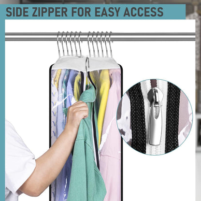 Clear Gusseted Garment Bags – 100cm Waterproof Suit Covers with Side Zip (3-Pack)