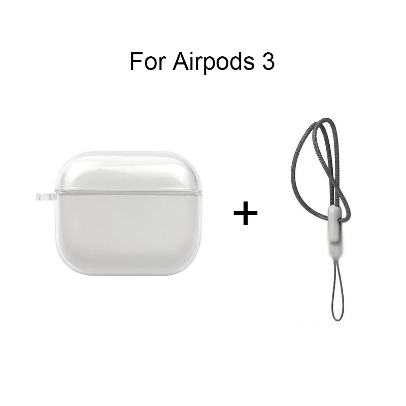 Clear Soft TPU AirPods Case – Shockproof Cover with Lanyard for AirPods 1/2/3/4 & Pro/Pro 2/Pro 3