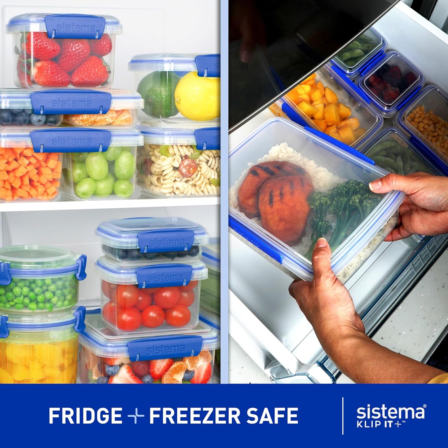 KLIP IT 7L Food Storage Container – Stackable, Airtight, BPA-Free Fridge & Freezer Box with Blue Lid Clip