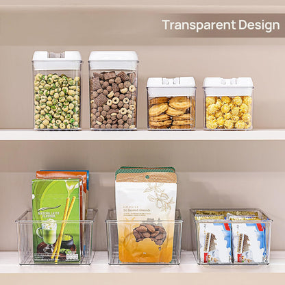 4-Pack Clear Food Storage Organizer Bins – Pantry, Kitchen & Fridge Storage with 4 Compartments