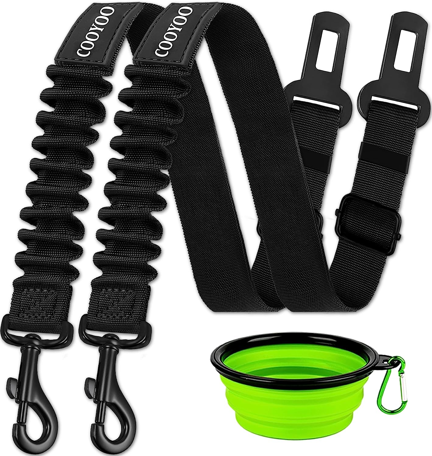 Dog Seat Belt Set – Retractable, Adjustable Nylon Pet Car Safety Harness with Elastic (3-Piece)